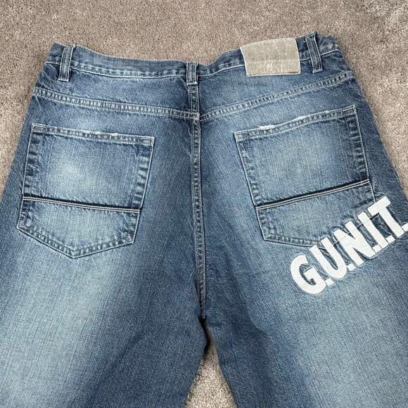 G Unit Denim Jorts Blue Jean Shorts Y2k Size 34 Streetwear Baggy Hip Hop - Picture 2 of 5